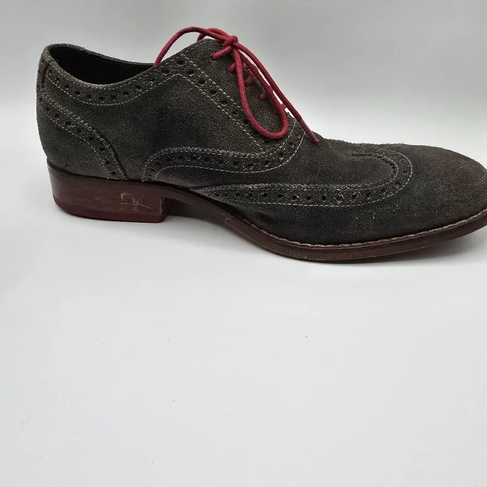 Cole Haan mens Colton suede charcoal gray oxford dress‎ shoes size 8